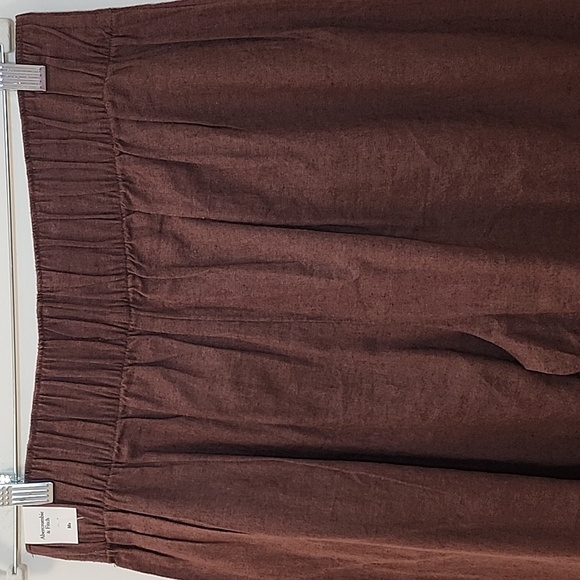 NWT Abercrombie&Fitch 53% Linen Pleated Wide Leg Pants Chocolote Brown Sz M - Picture 12 of 16